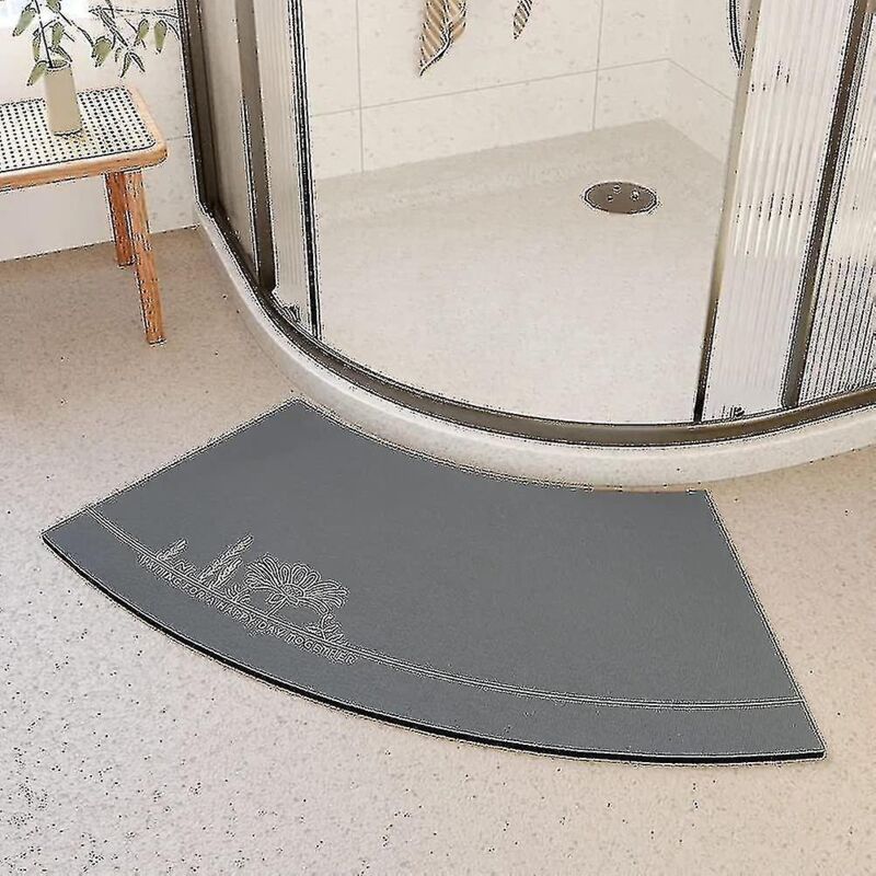 Mott 50 Schnelltrocknende Eckduschmatte, Rutschfest Und Gebogen, Für Runde Duschen, Weich Und Saugfähig, Für Badezimmer, Komfortable Bodenmatte - 50 X 80 Cm - Blaugrau
