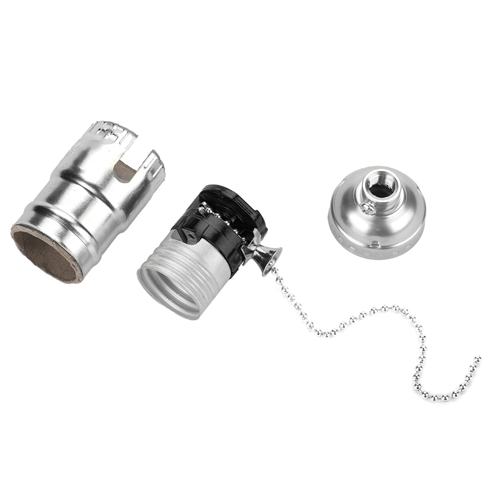 Vintage E27 Aluminiumfassung Mit Kette Für Schreibtischlampe, Schraubfassung (silber)