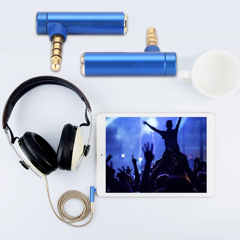 3,5-mm-klinkenstecker Auf Klinkenbuchse, Rechtwinkliger Audioadapter, Stereo-kopfhörerkabel, Blau – 2 Stück