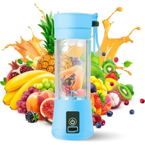 Tragbarer Personal Blender – Mini-usb-mixer Zum Aufladen Für Smoothies, Cocktails Und Eiscreme – Fruchtsaft-mixflasche – Kompakt Und Reisefreundlich – 380 Ml, Blau