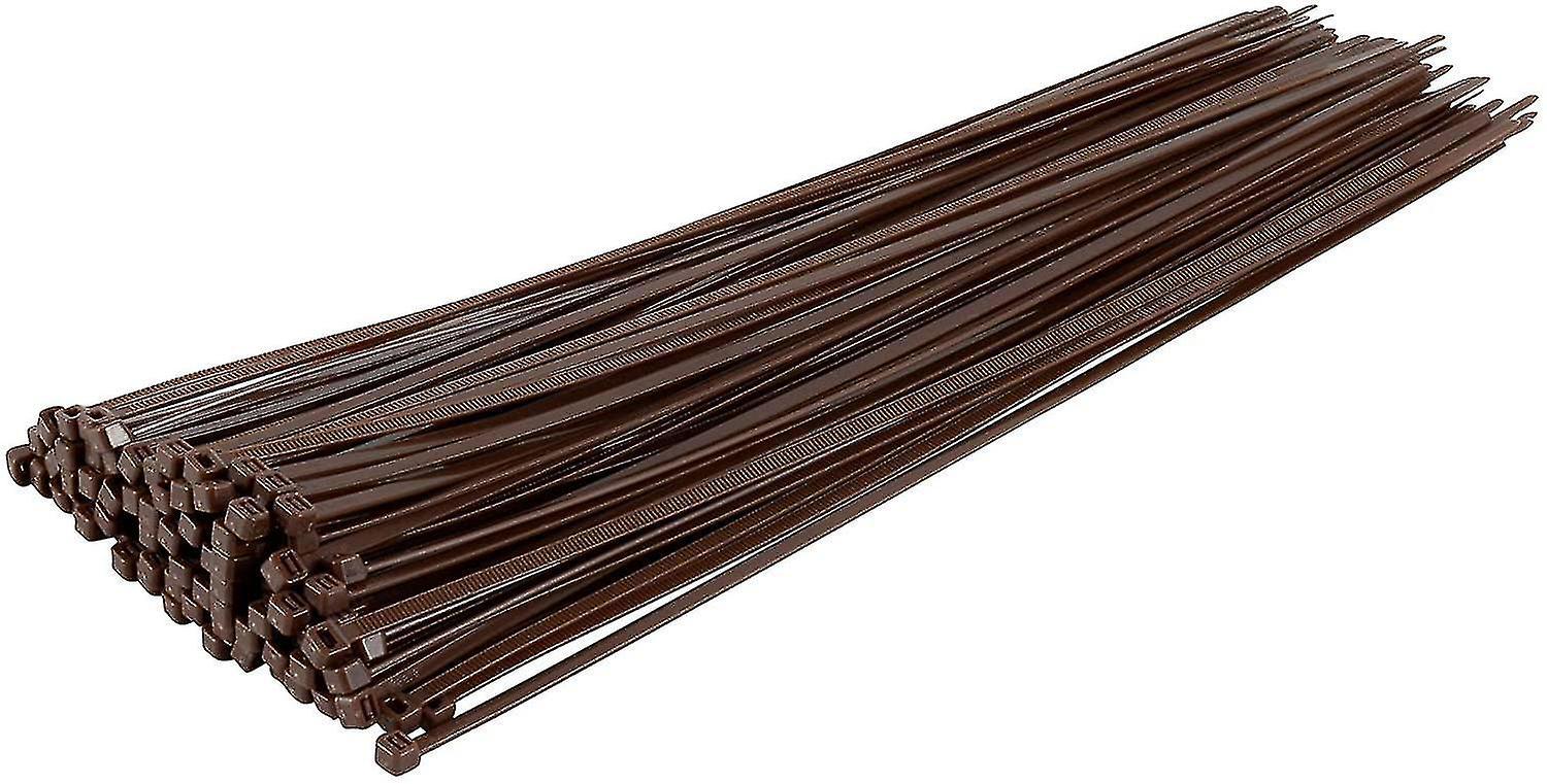 Lange, Robuste Silberne Kabelbinder, 370 Mm X 4,8 Mm, Packung Mit 100 Stück, Aus Hochwertigem Nylon, Braun.