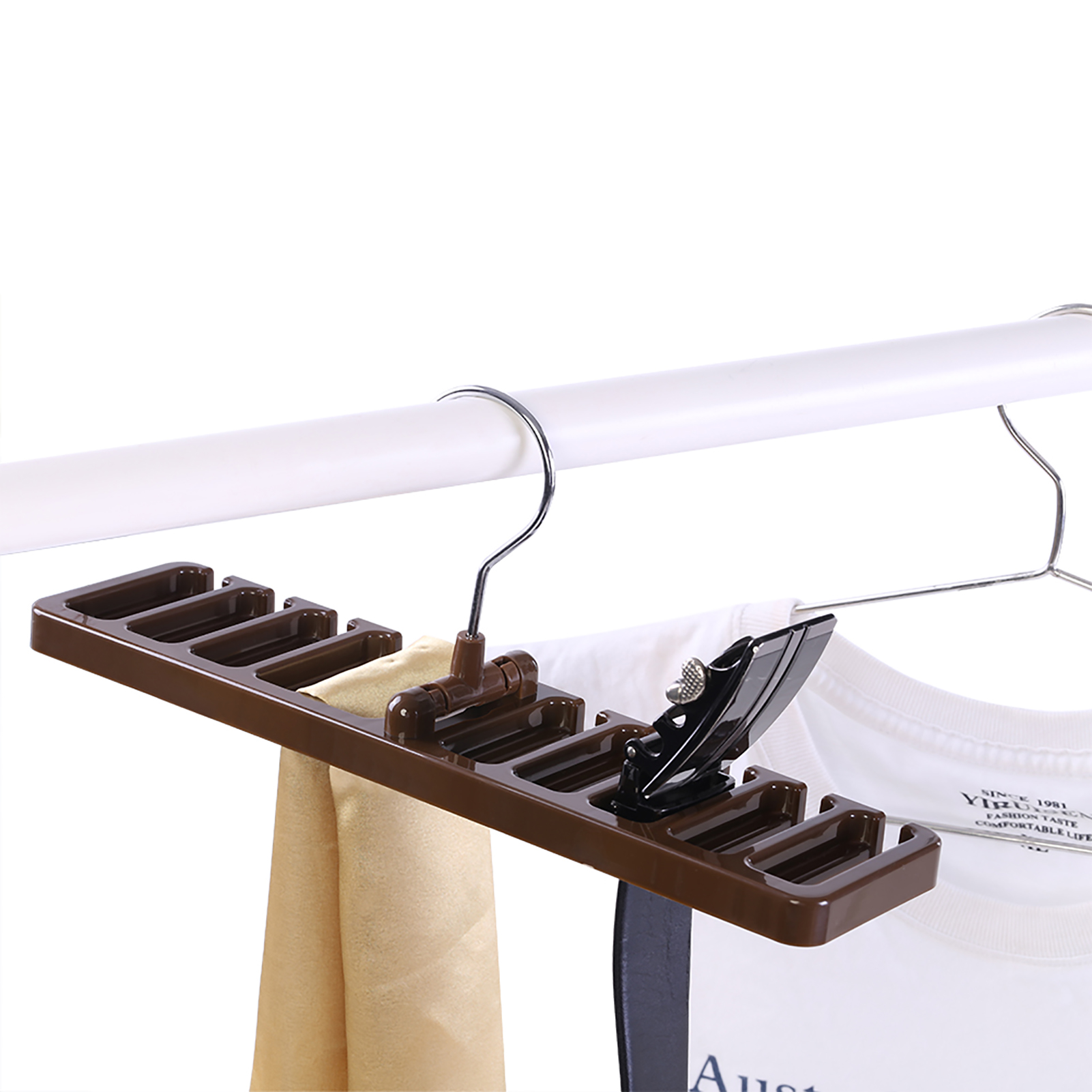 Gürtel- Und Schalhalter Mit 10 Fächern, Platzsparender Kleiderschrank-organizer, Braun
