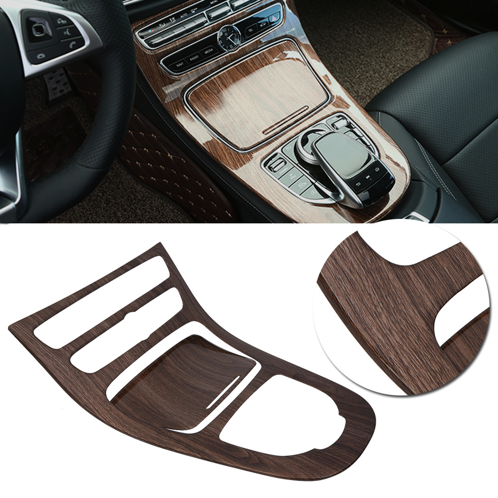 2-teilige Schaltkonsolenabdeckung Für Mercedes E-klasse W213 (2016–2018), Braune Walnussholzoptik