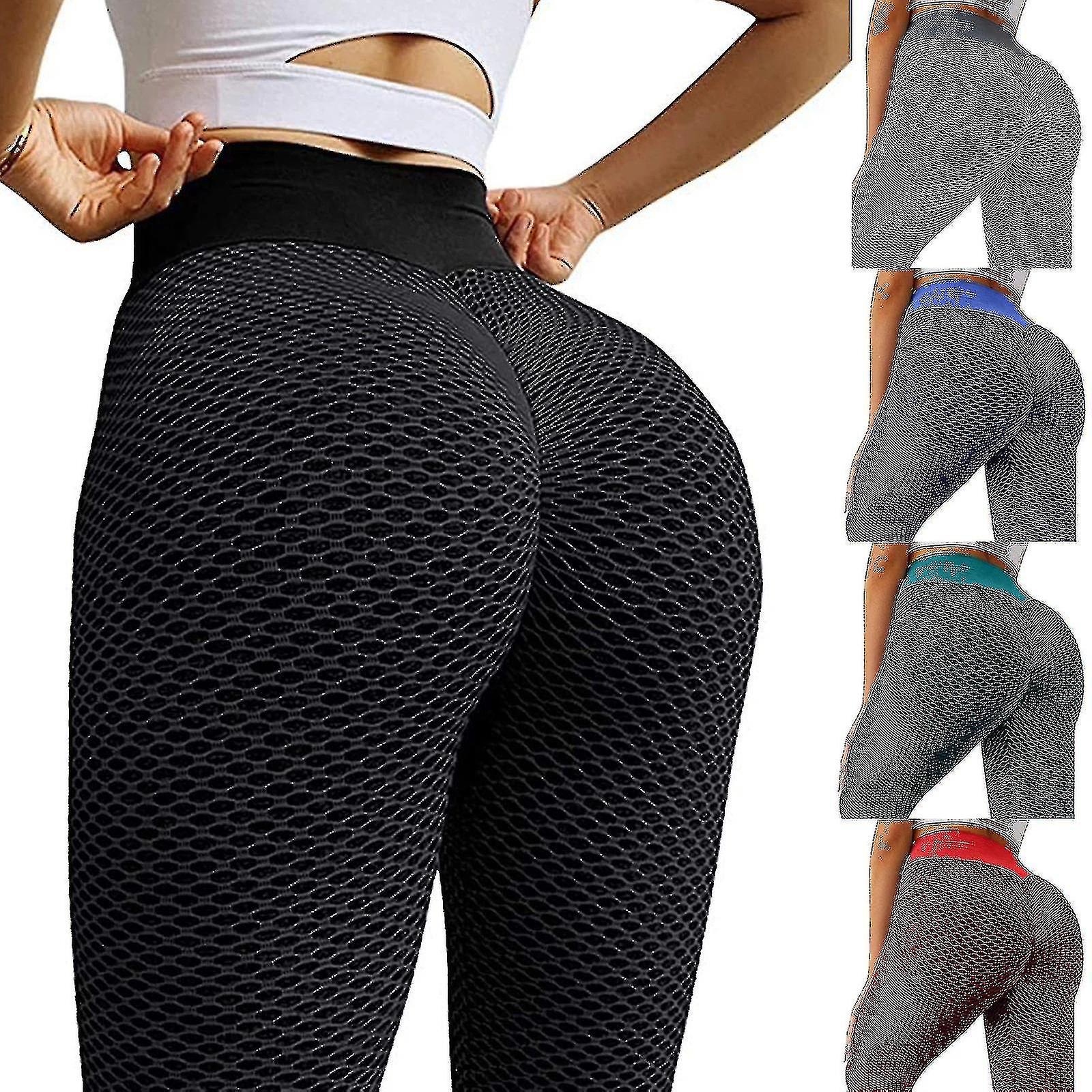Tiktok-leggings Für Damen, Yoga-leggings, Anti-cellulite-leggings Fürs Fitnessstudio, Push-up-fitnesshose Mit Po-formung – Größe M – Schwarz