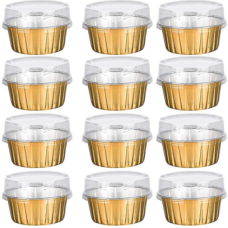 Dessertformen Mit Deckel, Set Mit 25 Goldenen Aluminium-backformen, Praktische Förmchen Zum Backen Von Cupcakes