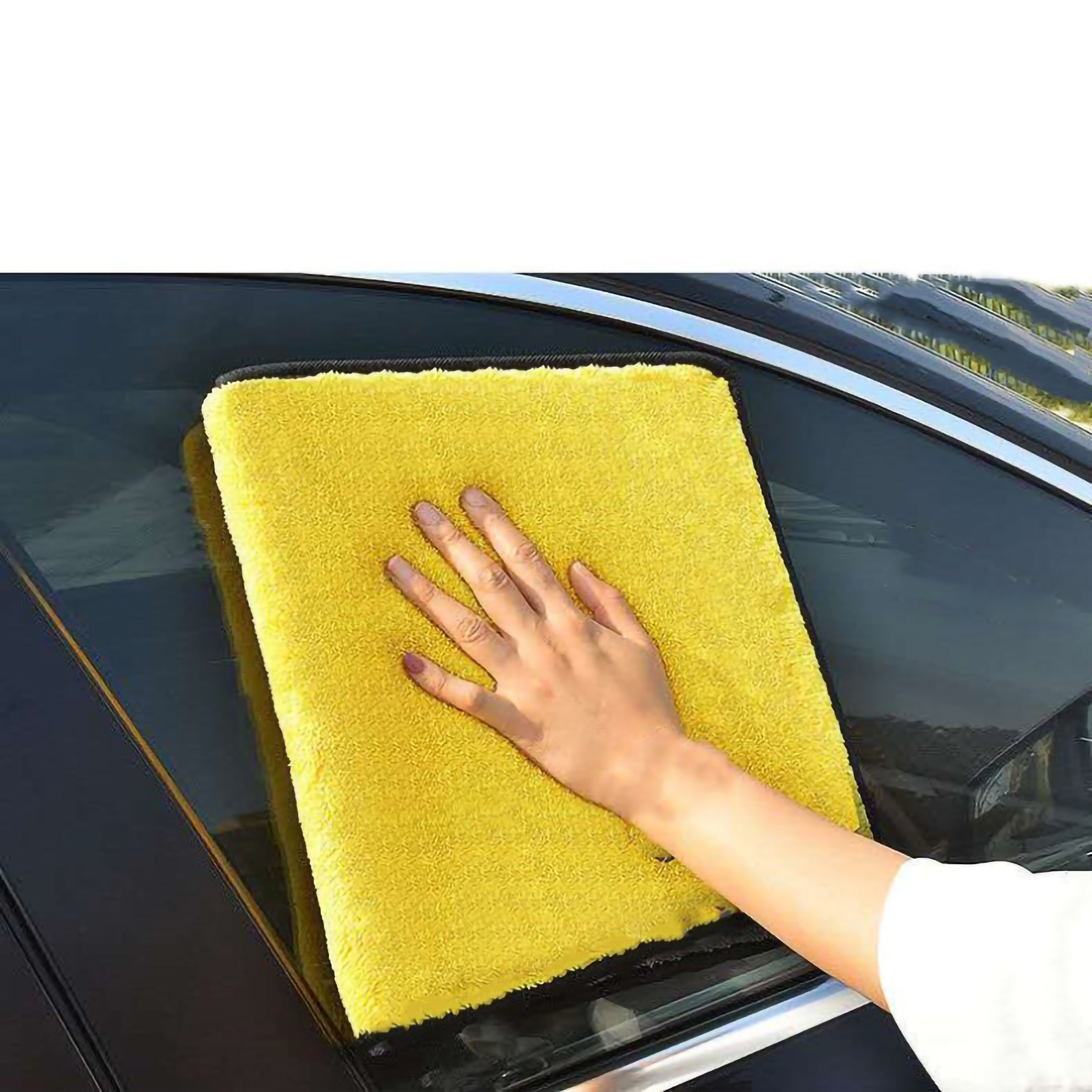 Doppelseitiges, Gelb-graues Autowaschtuch – Saugfähig Und Dick Für Professionelles Trocknen – 30 X 30 Cm