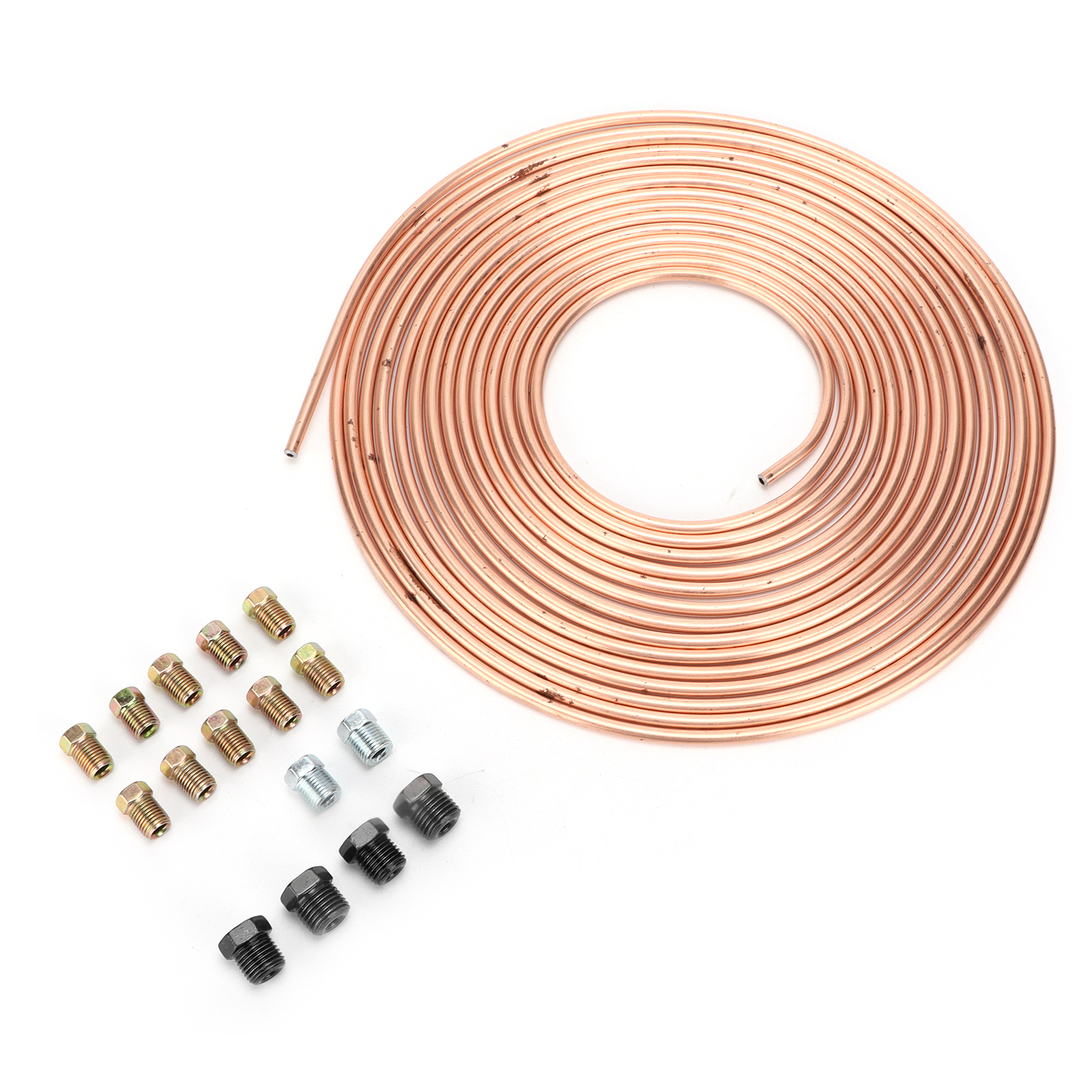 25 Fuß Langer, Vernickelter Kupferbremsschlauch, 3/16 Zoll Durchmesser, Mit Anschlüssen Für Hydraulische Und Kraftstoffbetriebene Bremssysteme (gold)