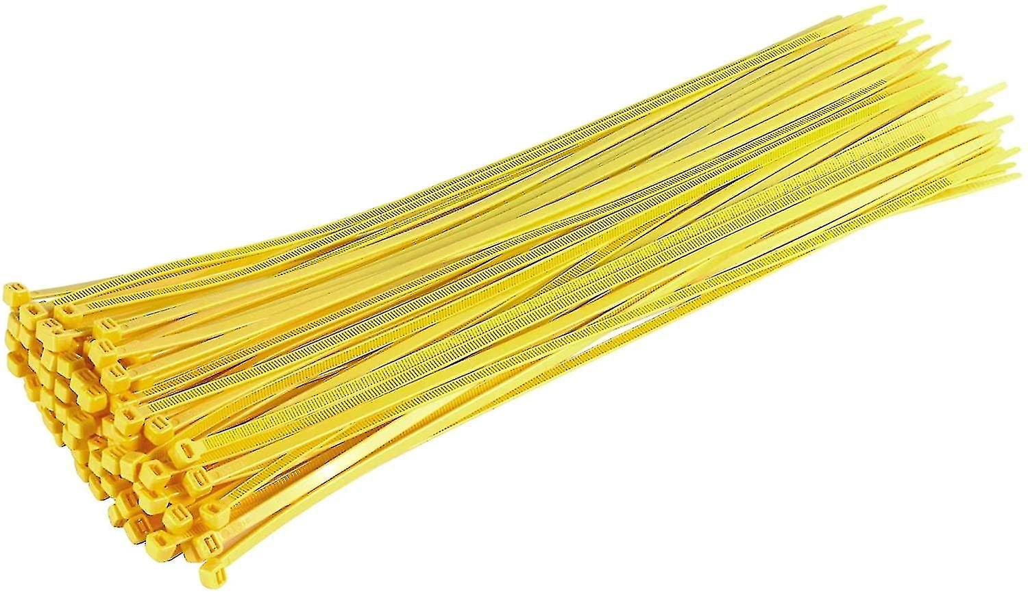 Lange, Robuste Silberne Kabelbinder, 370 Mm X 4,8 Mm, 100er-packung, Aus Hochwertigem Nylon, Gelber Reißverschluss – 370 Mm X 4,8 Mm