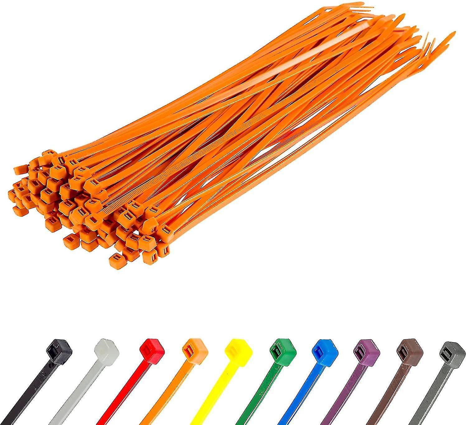 Lange, Robuste Silberne Kabelbinder, 370 Mm X 4,8 Mm, 100er-packung, Aus Hochwertigem Nylon, 300 Mm X 4,8 Mm Reißverschluss, Orange
