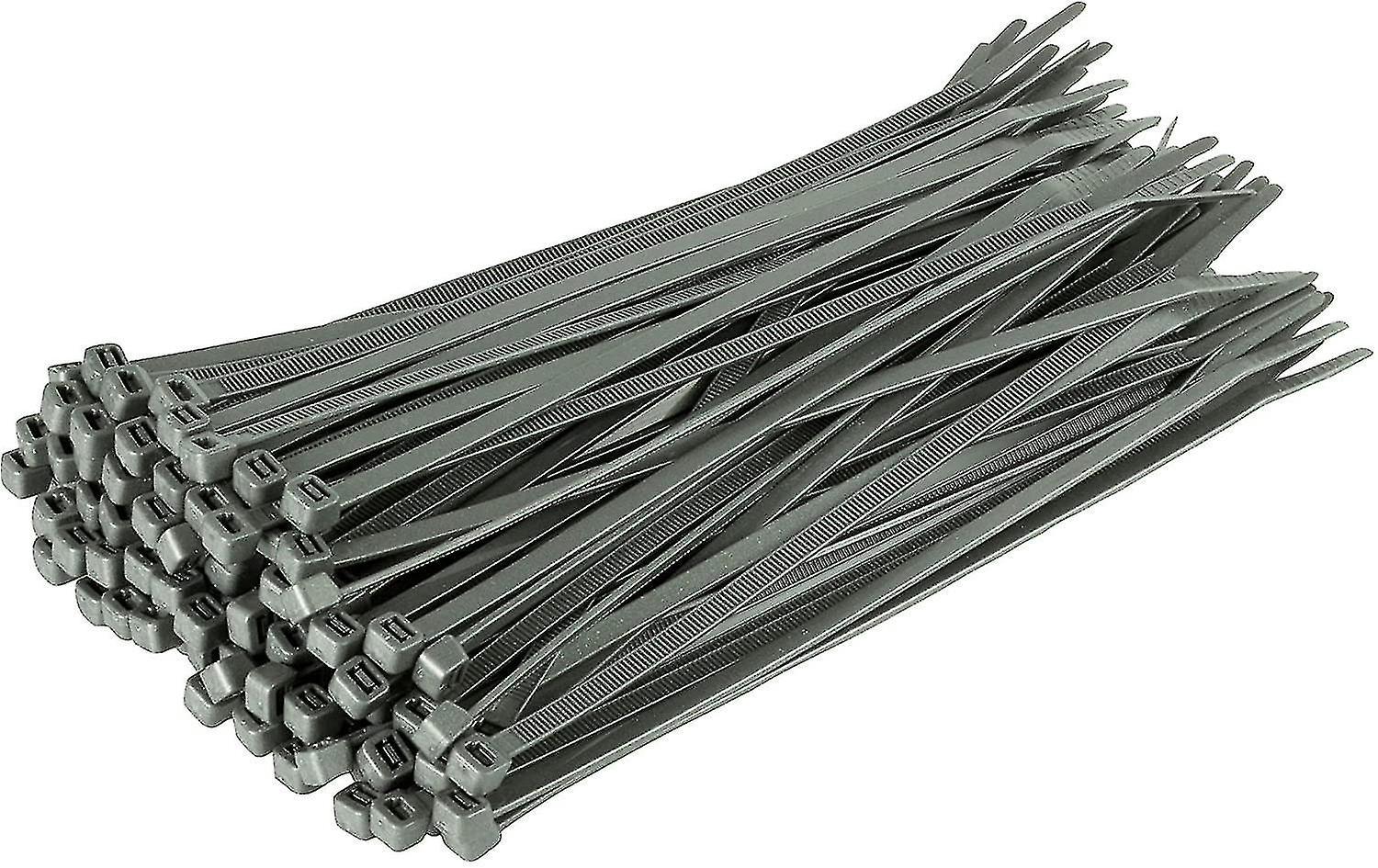 Lange, Robuste Silberne Kabelbinder, 370 Mm X 4,8 Mm, 100er-packung, Aus Hochwertigem Nylon, 200 Mm X 2,5 Mm Reißverschluss, Silberfarben