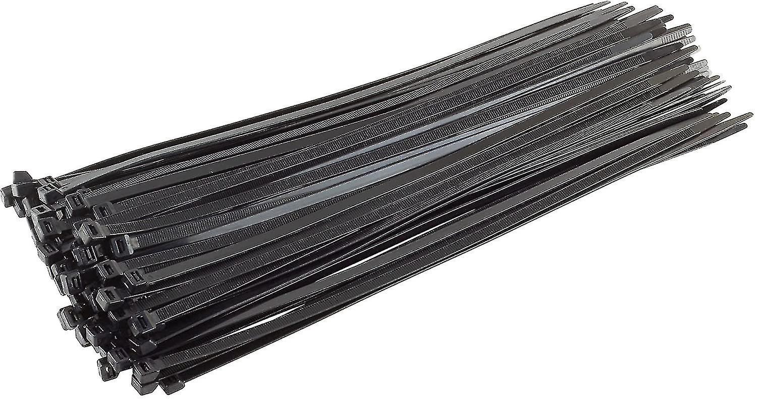 Lange, Robuste Silberne Kabelbinder, 370 Mm X 4,8 Mm, 100er-packung, Aus Hochwertigem Nylon, 450 Mm X 9 Mm Reißverschluss, Schwarz