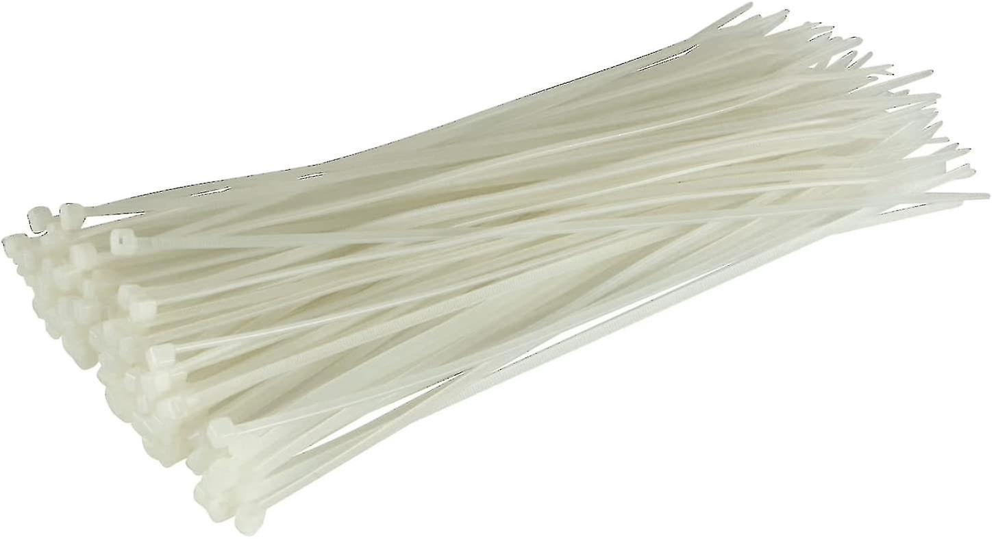 Lange, Robuste Silberne Kabelbinder, 370 Mm X 4,8 Mm, 100er-packung, Aus Hochwertigem Nylon, 80 Mm X 2,5 Mm Reißverschluss, Weiß