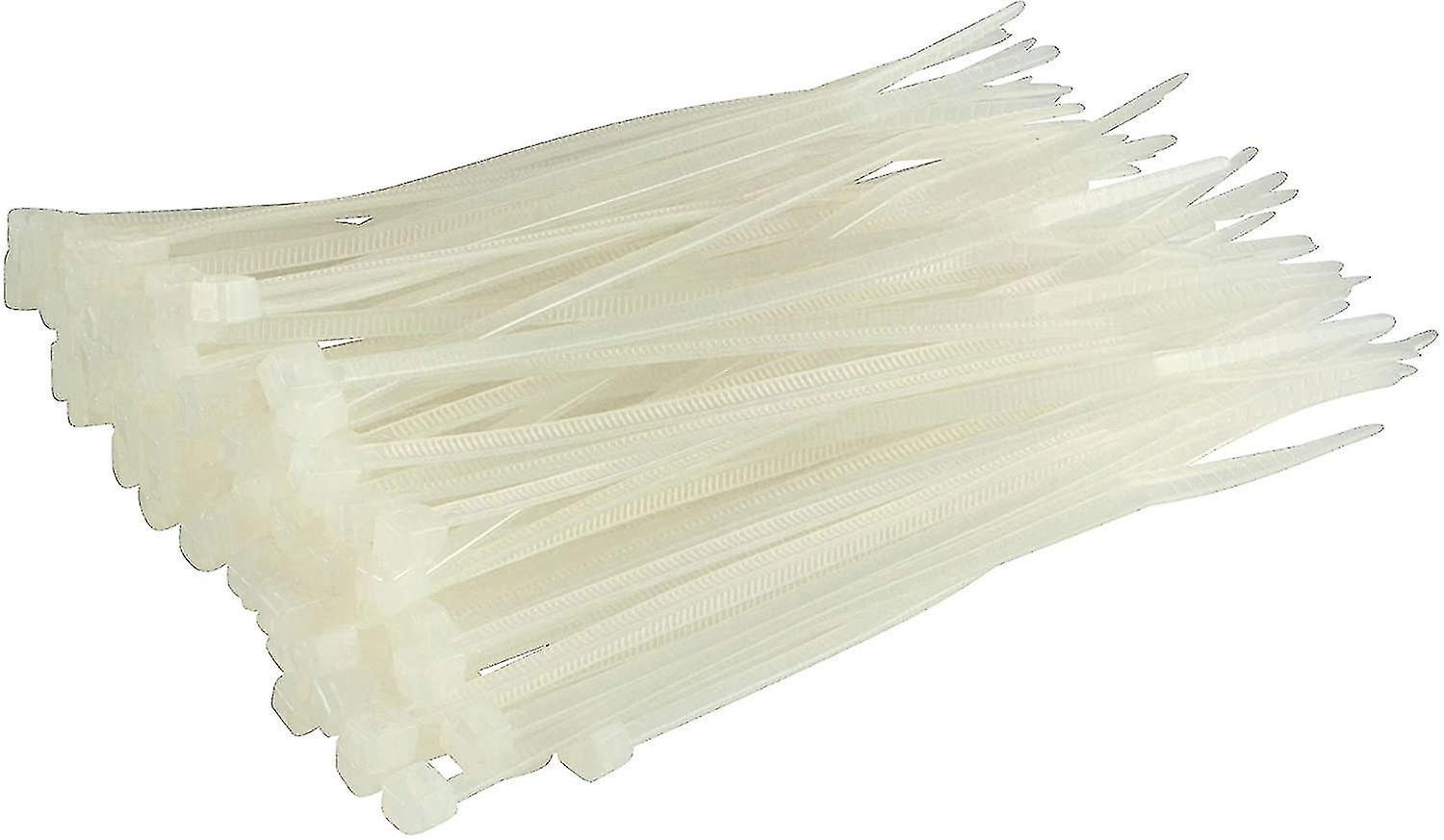 Lange, Robuste Silberne Kabelbinder, 370 Mm X 4,8 Mm, 100er-packung, Aus Hochwertigem Nylon, Mit Reißverschluss (150 Mm X 3,6 Mm), Weiß