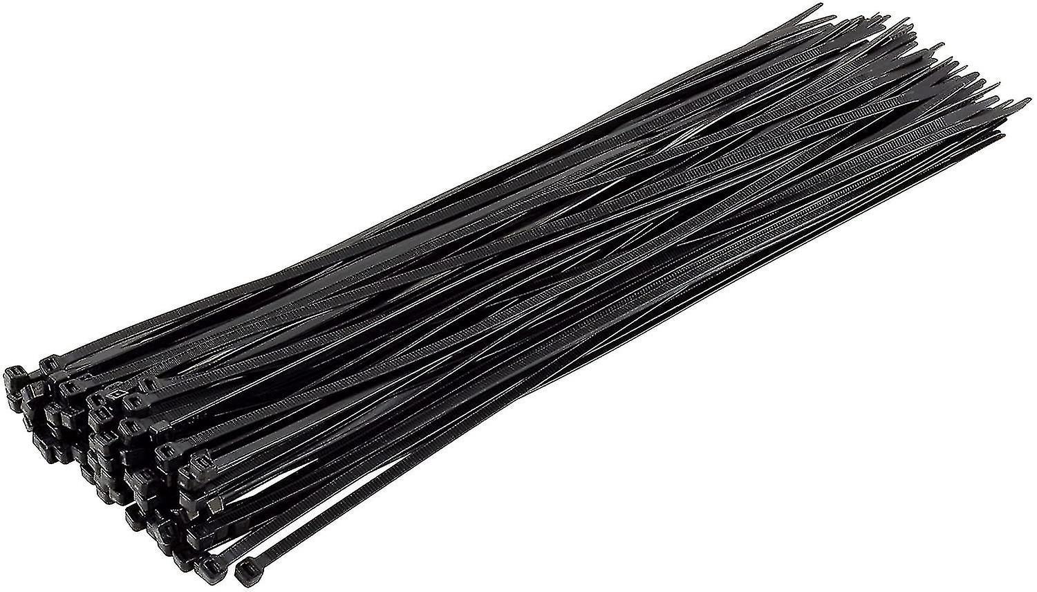 Lange, Robuste Silberne Kabelbinder, 370 Mm X 4,8 Mm, Packung Mit 100 Stück, Aus Hochwertigem Nylon, Schwarz.
