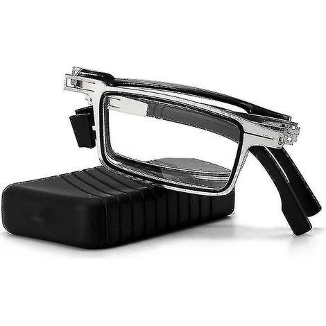 Tragbare, Faltbare Lesebrille Für Herren, Rundes Und Eckiges Metallgestell, Blaulichtfilter, Geeignet Für Alterssichtigkeit, Dioptrienkorrektur +1,0 Bis +4,0 - 100 - Silber