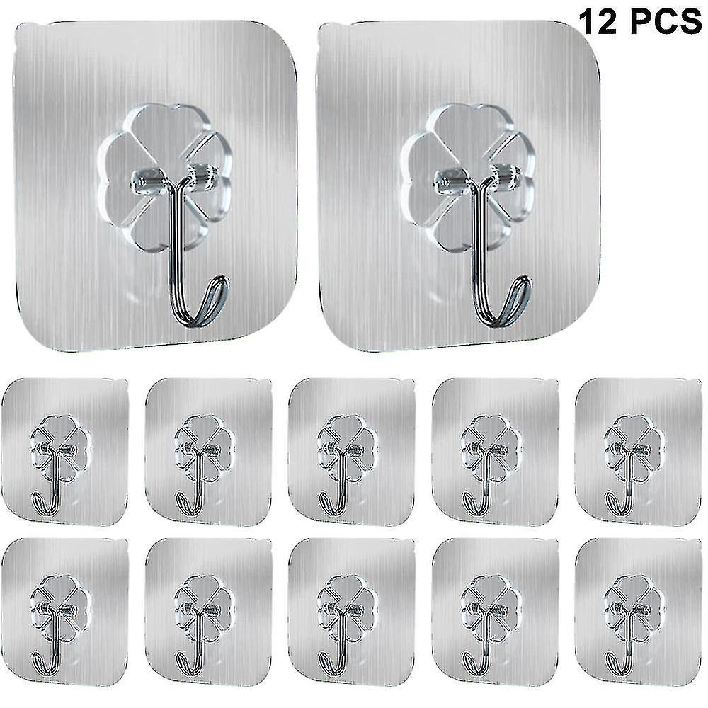 Packung Mit 12 Extra Starken Klebehaken Für Die Wand – Silber