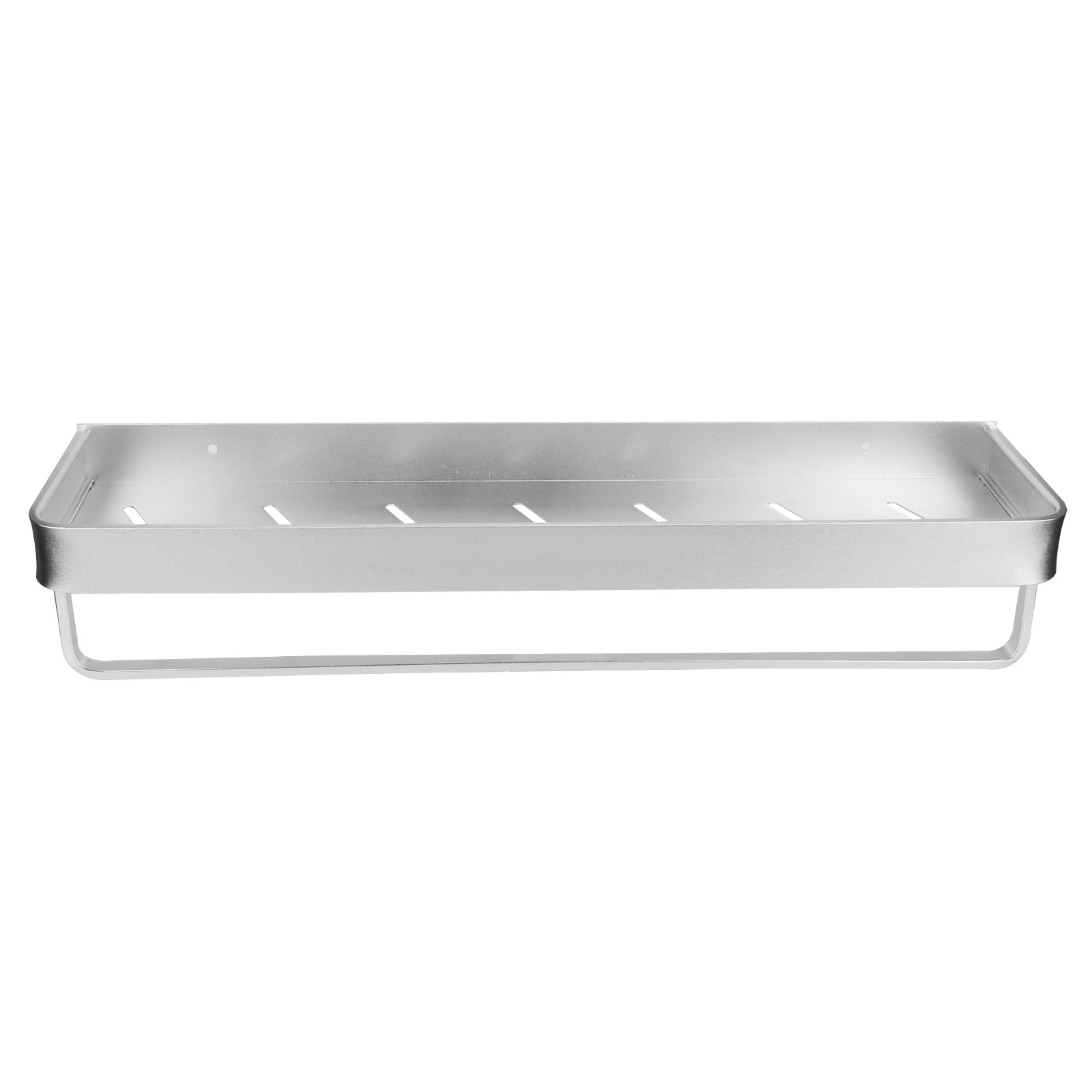 50 Cm Breite, Wandmontierte Duschablage Aus Aluminium Mit Stange Und Haken Zur Aufbewahrung Von Shampoo.