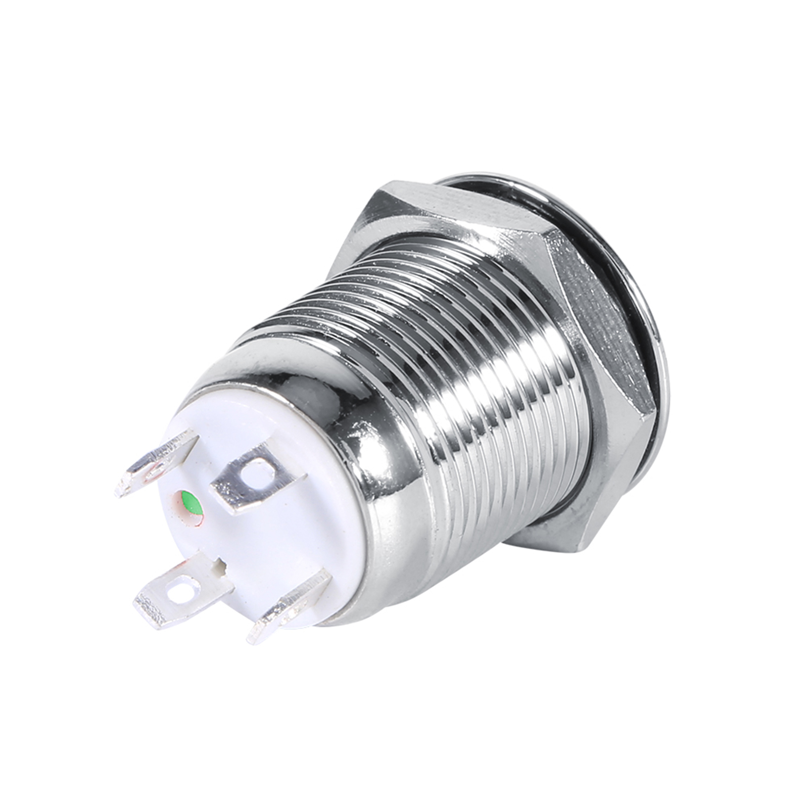 Wasserdichter 12-mm-momentanschalter, Metall-druckknopf, Grüne Led, 3 V, 4 Pins