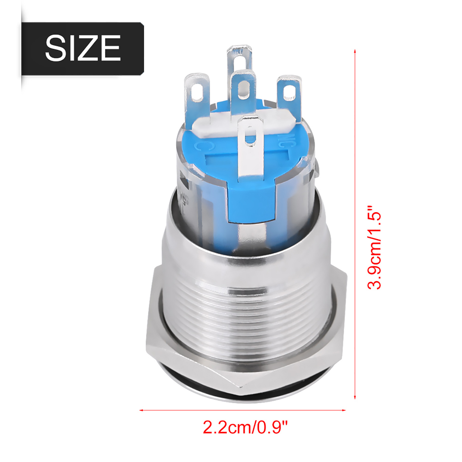 12v Weißer Led-motorstartknopf Aus Silberfarbenem Edelstahl