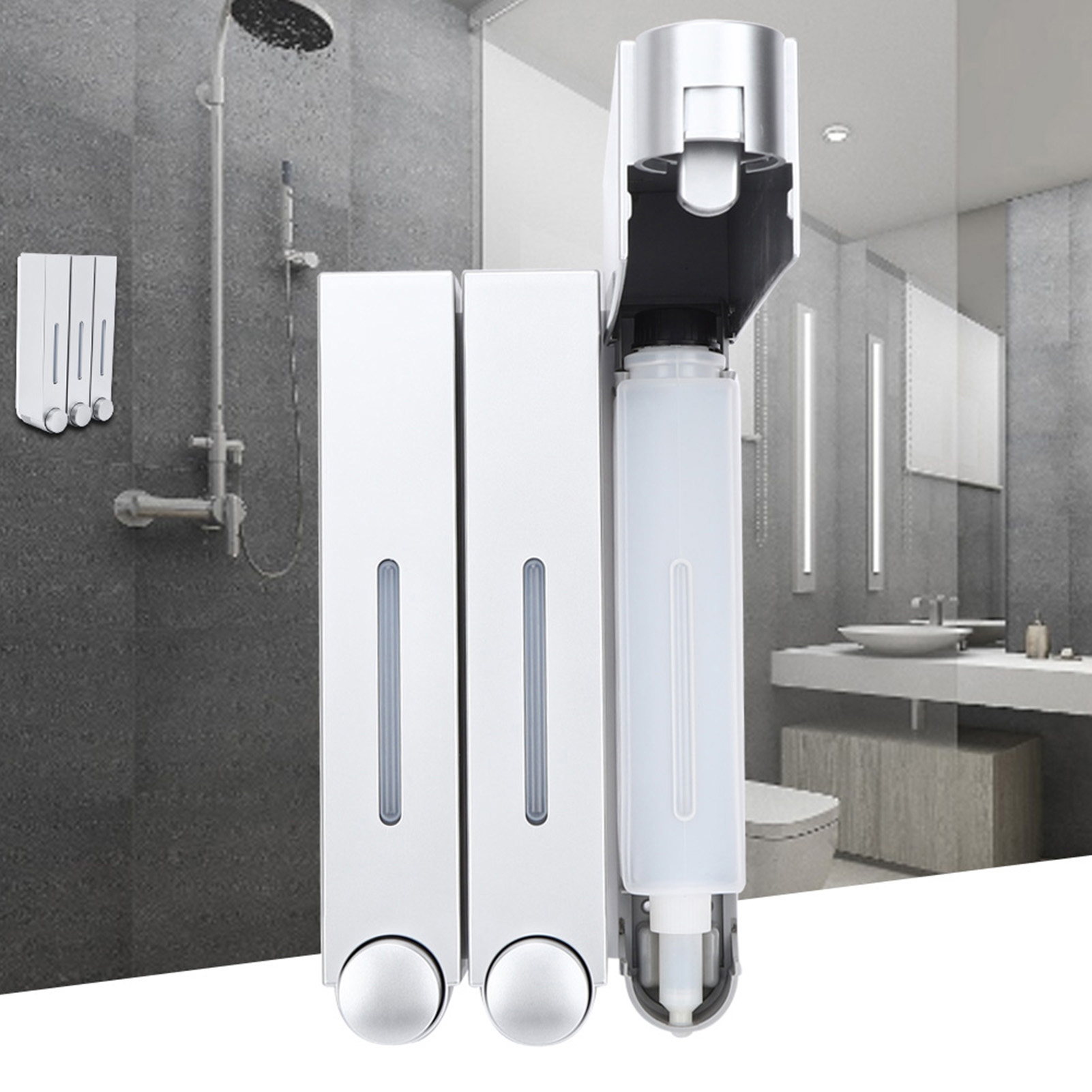 Dreifacher Wandspender Für Flüssigseife Und Shampoo – Ideal Für Hotels Und Badezimmer – Silberfarben 6028
