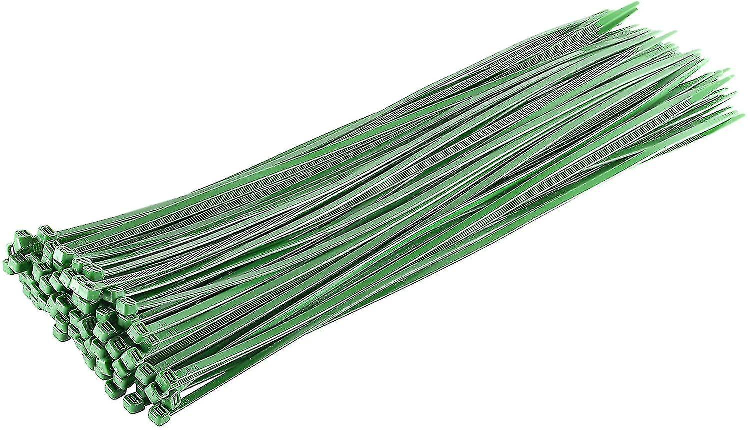 Lange, Robuste Silberne Kabelbinder, 370 Mm X 4,8 Mm, Packung Mit 100 Stück, Aus Hochwertigem Nylon, Grün.