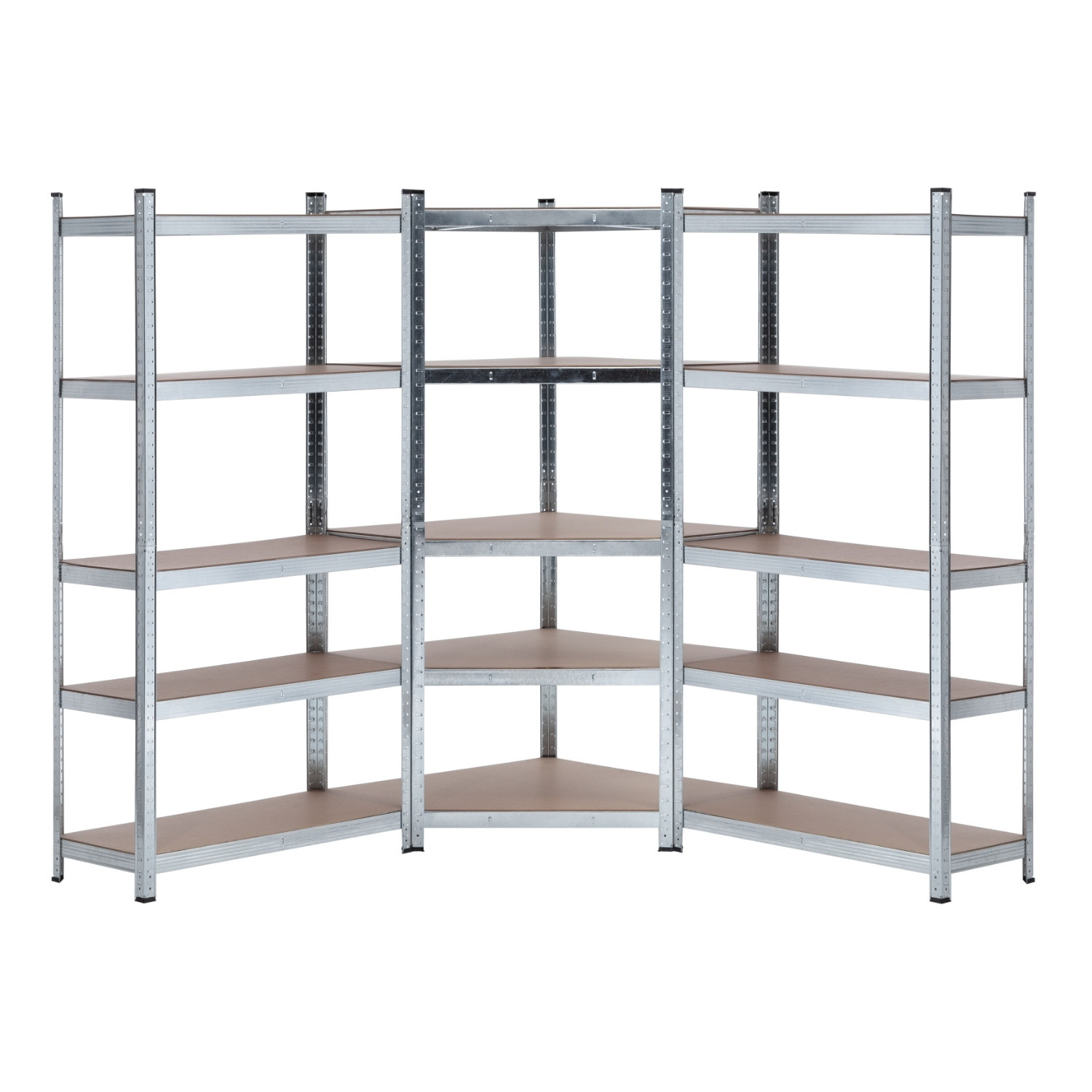 2er-pack Modulare Regaleinheiten Und 1 Eckelement Mit 5 Böden, Silber, 2625kg, 136x40x180cm, 7house
