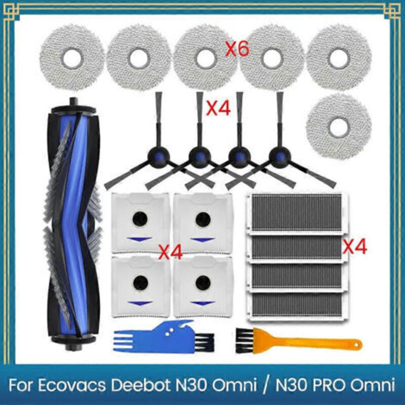 21-teiliges Set Inklusive Rotierender Seitenbürste, Filter, Reinigungstuch Und Staubbeutel Für Den Ecovacs Deebot N30 Omni / N30 Pro Omni Saugroboter.
