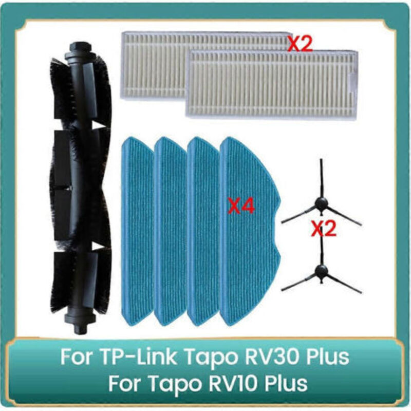 Teile: Hauptbürste, Seitenbürste, Hepa-filter Und Reinigungstuch Für Den Tp-link Tapo Rv30 Plus / Tapo Rv10 Plus Staubsauger. Ersatzteile Für Den Tapo Rv10 Plus Staubsauger.