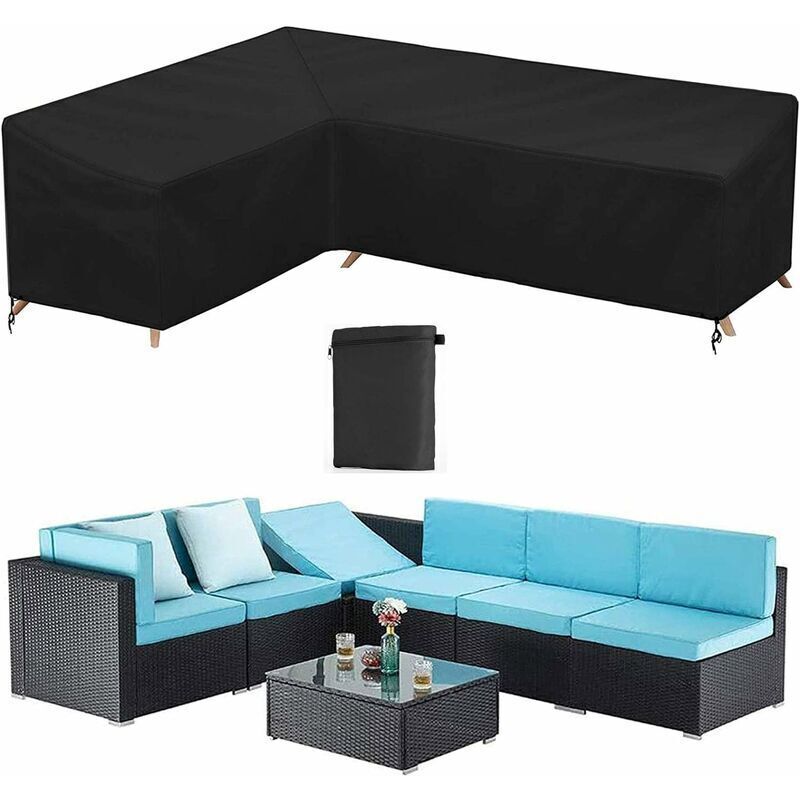 Wasserdichter Ecksofabezug Aus 210d – Uv- Und Windschutz – Maße 222 X 286 X 78 Cm – Mit Kordelzug Und Gurten