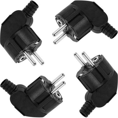 250 V, 16 A Stecker (männlich) – 4 Stück – Winkelstecker Mit Schutzkontakt – Schwer Entflammbares Pp-gehäuse – Schutzart Ip20