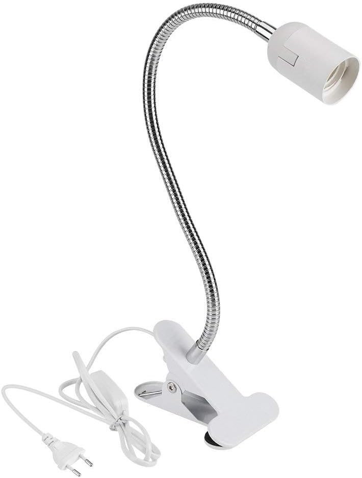 E27-klemmleuchte, Fassung Mit Schalter, Flexibler Schwanenhals, Eu-stecker, Für Nachttisch, Schreibtisch, Leselampe