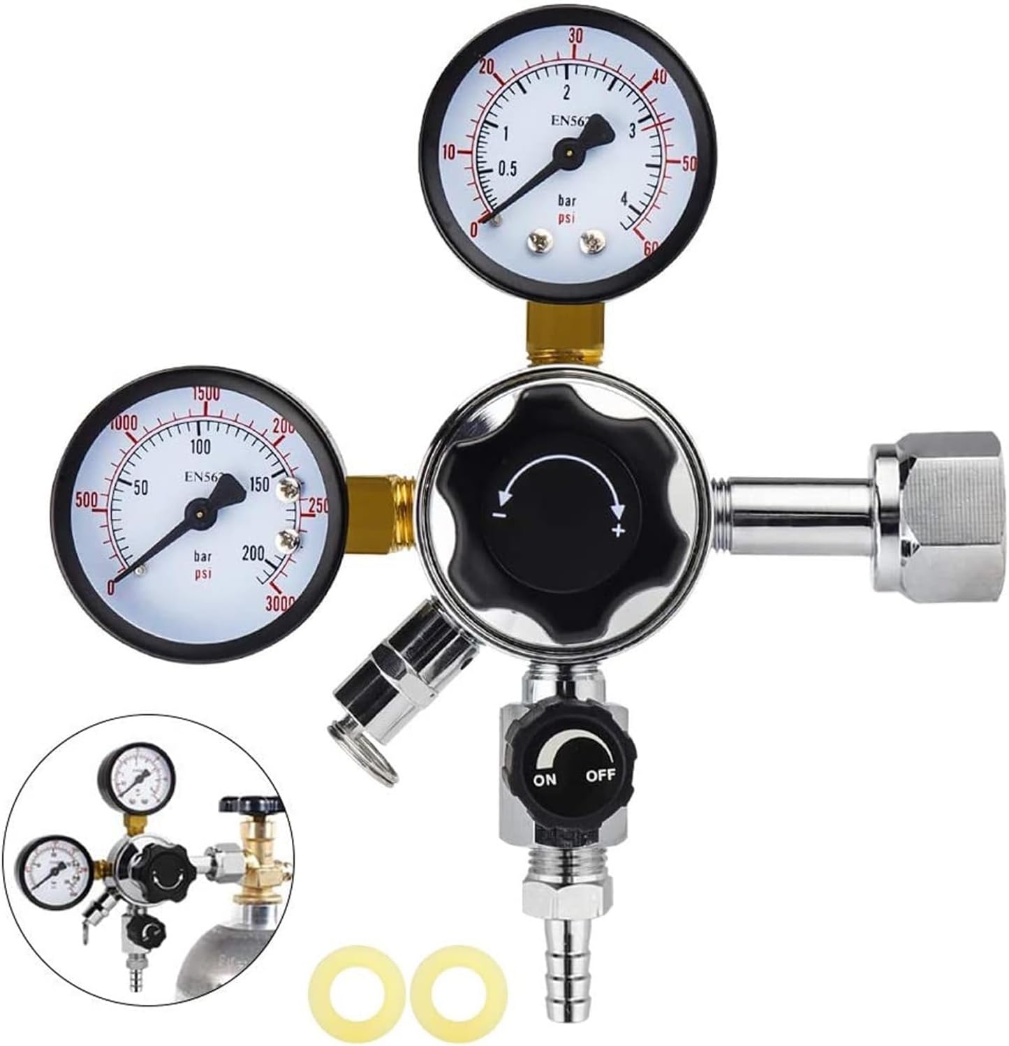 Co2-druckregler, Doppelmanometer 0–3000 Psi, W21.8-anschluss, 8-mm-ausgang Für Bierzapfanlage