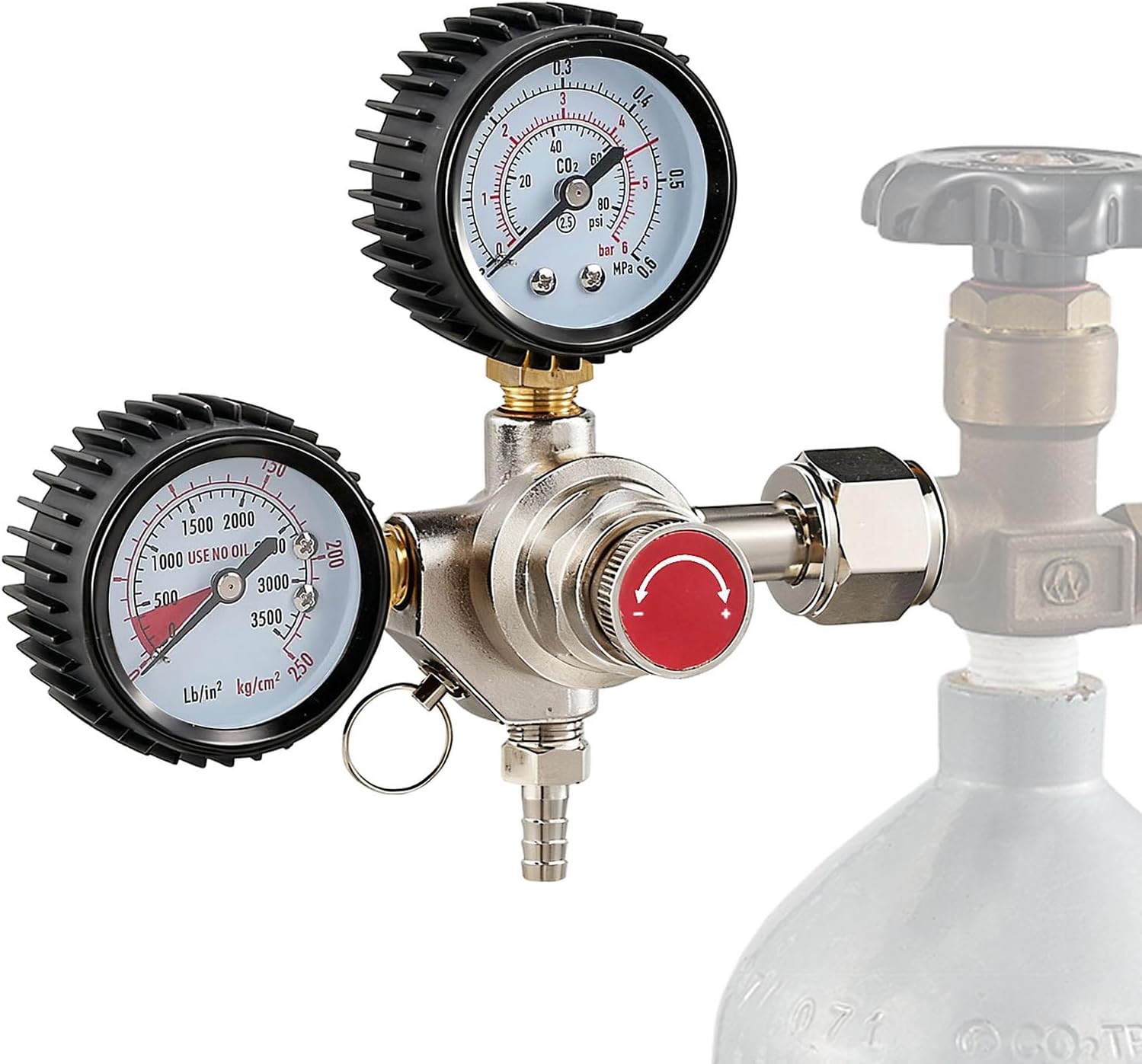 Co2-druckminderer, 2 Manometer, Messing Und Edelstahl, W21.8-anschluss, Für Bier Und Limonaden