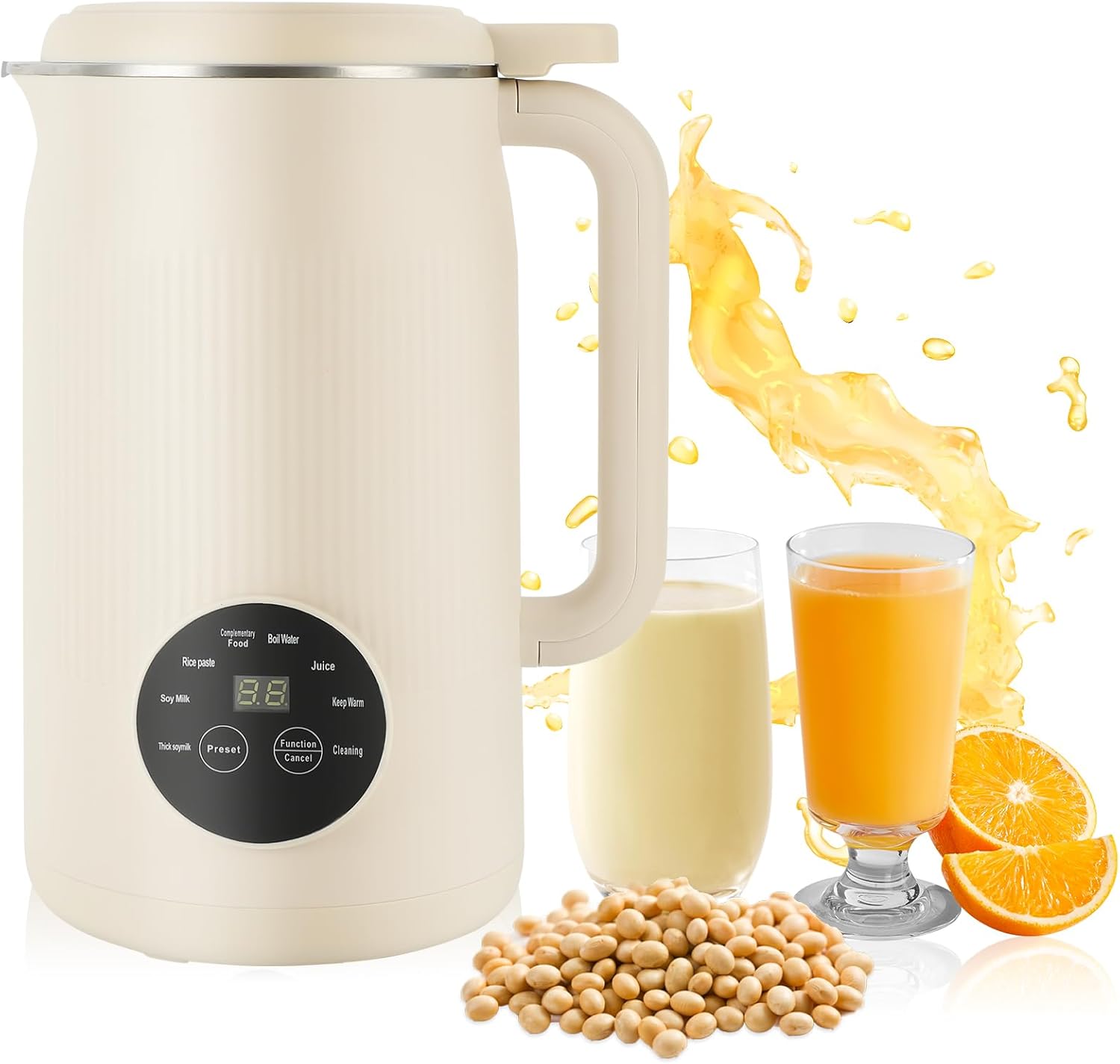Gemüsemilchbereiter, 800 W, 1200 Ml, 10 Klingen, Heizfunktion, Selbstreinigung, Für Soja, Hafer, Obst