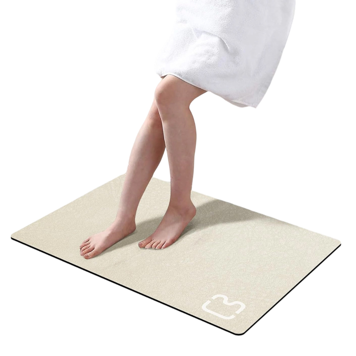 Badematte, Diatomitstein, Schnell Absorbierend, Rutschfeste Unterseite, Beige, Badezimmer