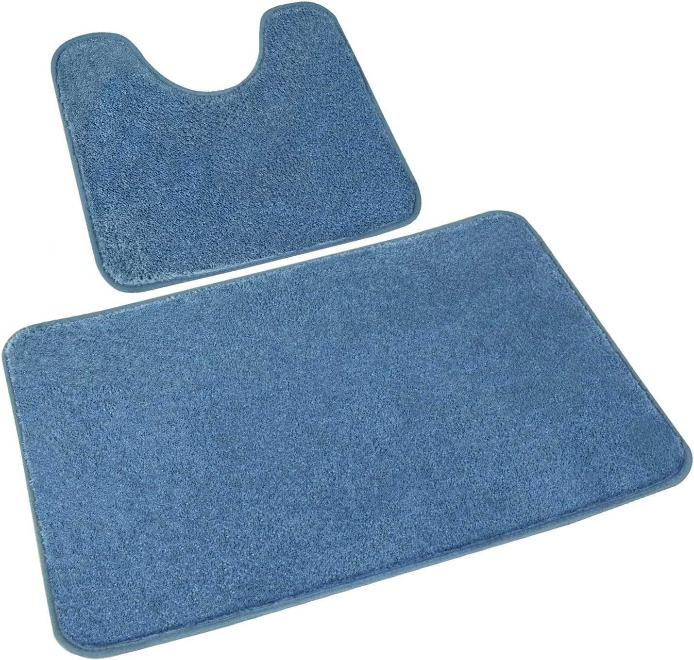 2er-set Badematten, Rutschfeste Mikrofaser, Schnelltrocknend, Für Bad Und Wc, Blau