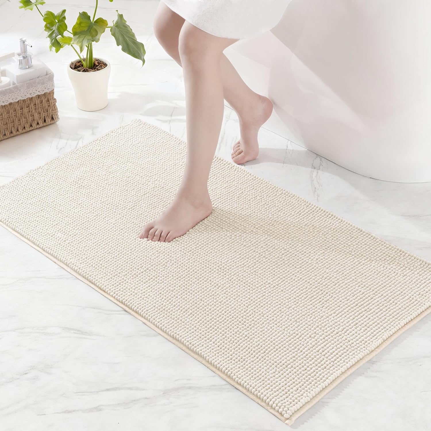 Badematte, Chenille, Rutschfest, Saugfähig, Schnelltrocknend, Für Bad Und Dusche, 60 X 90 Cm