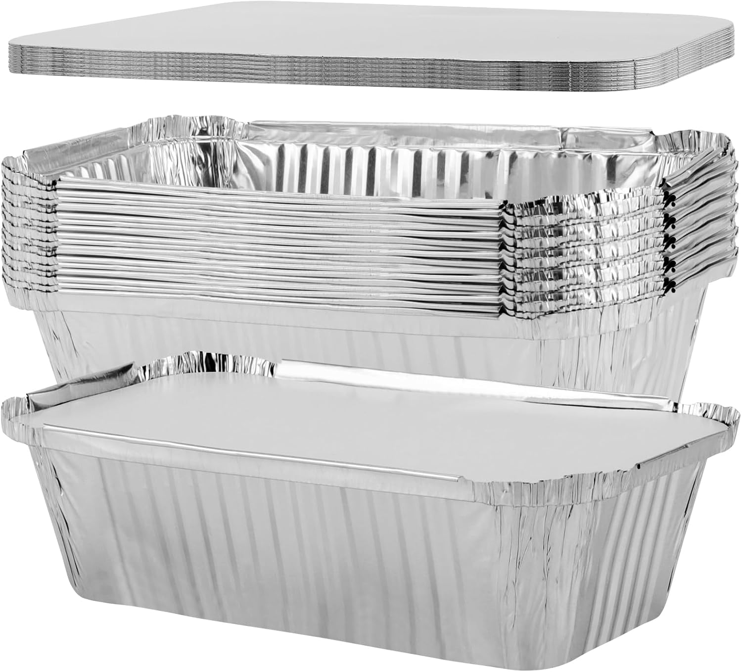 20 Aluminiumschalen, Luftdichter Deckel, Lebensmittelbehälter, 25,2 X 14 X 7,8 Cm, Küche, Backen