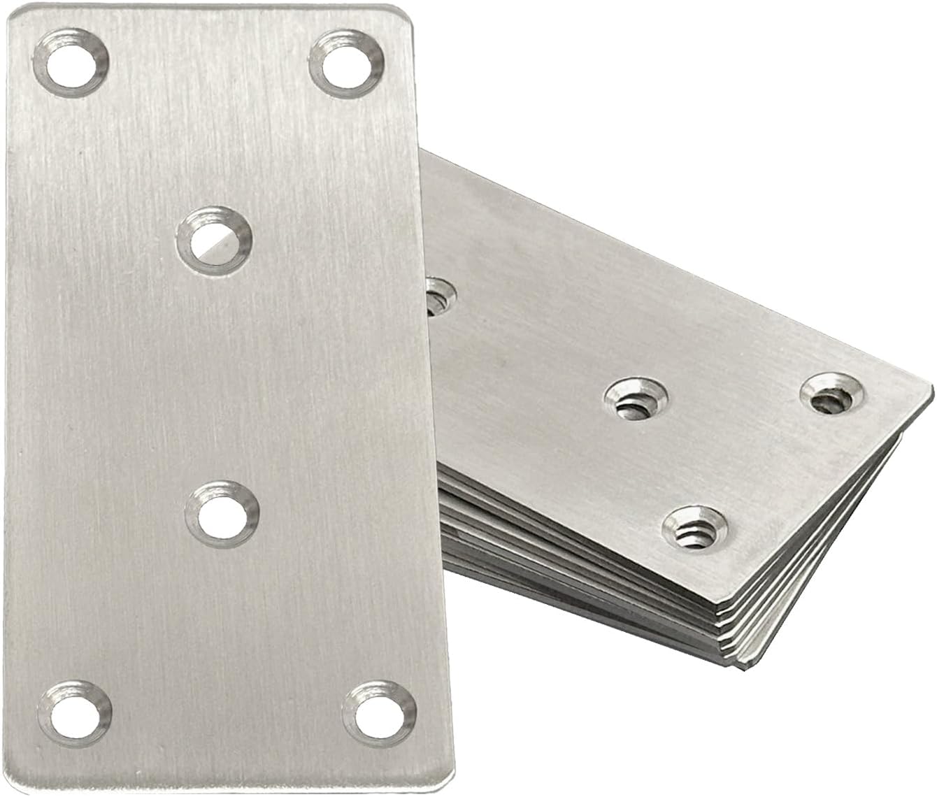 8-loch-anschlussplatte, Edelstahl, 99 X 49 X 2 Mm, 6 Löcher, Holz-metall-befestigung
