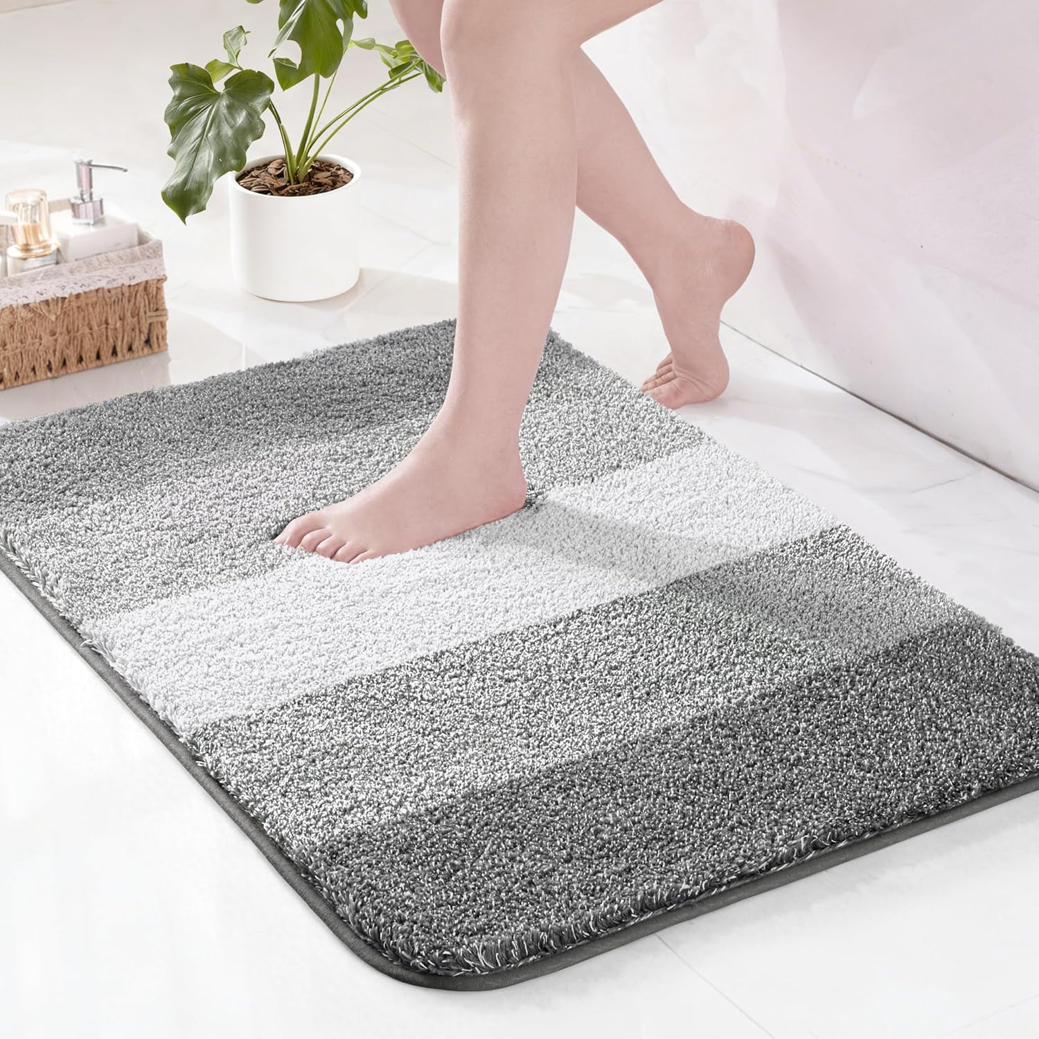 Mikrofaser-badematte, Rutschfest, Saugfähig, Schnelltrocknend, Weich Für Bad/dusche, 40 X 60 Cm, Grau