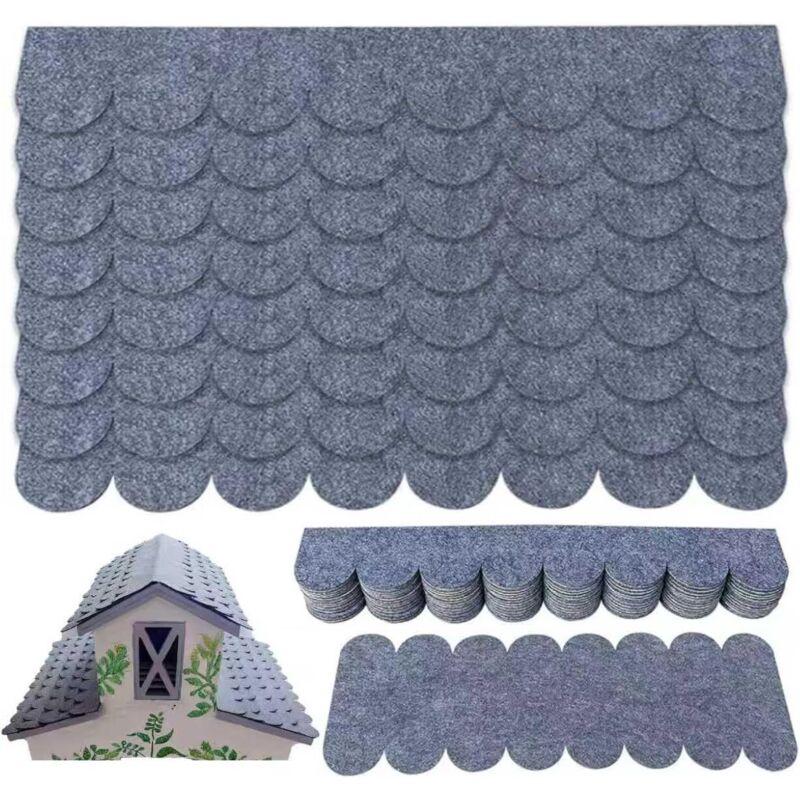 32-teiliges Set Bitumen-dachplatten, Selbstklebend, Dachpappe, Grau, Für Vogelhäuser, Schuppen, Gartenhäuser