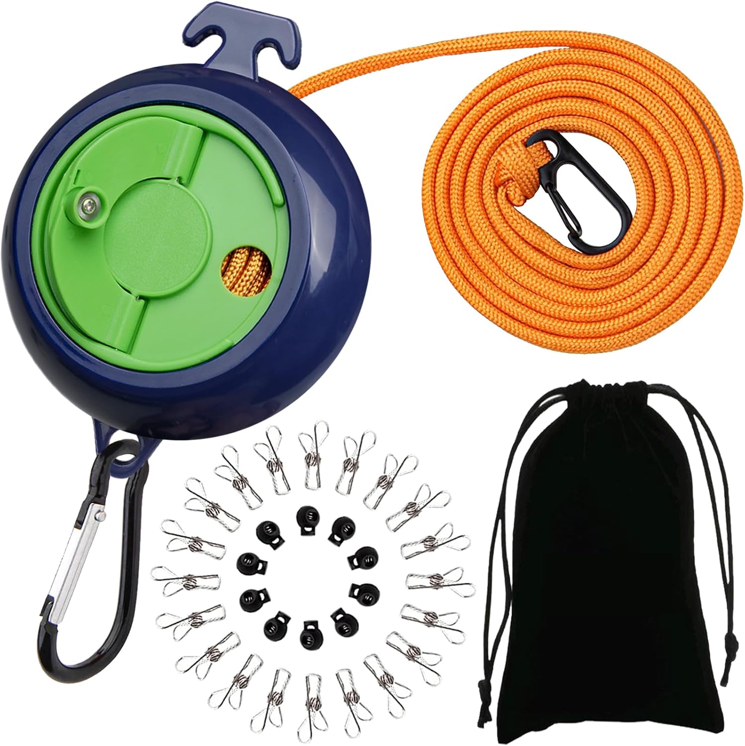 Einziehbare Wäscheleine, 10 M, Verwicklungsfrei, 20 Clips, Für Camping Und Reisen