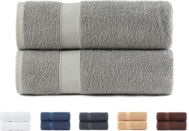 2er-set Handtücher, 100 % Baumwolle, 550 G/m², Hoch Saugfähig, Schnelltrocknend, Hellgrau, 70 X 140 Cm, Badezimmer