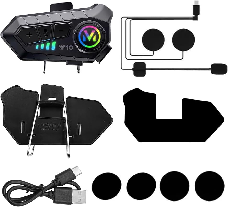 Bluetooth 5.3 Motorrad-intercom-headset Für Zwei Geräte, Ipx6-schutzart, Musik- Und Navigationsfunktion