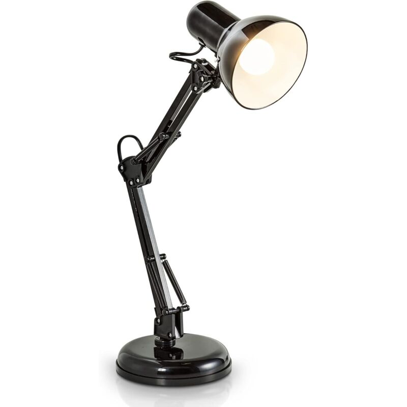 Verstellbare Schreibtischlampe, Schnurschalter, E14-fassung, Retro-design In Schwarz, Für Den Innenbereich