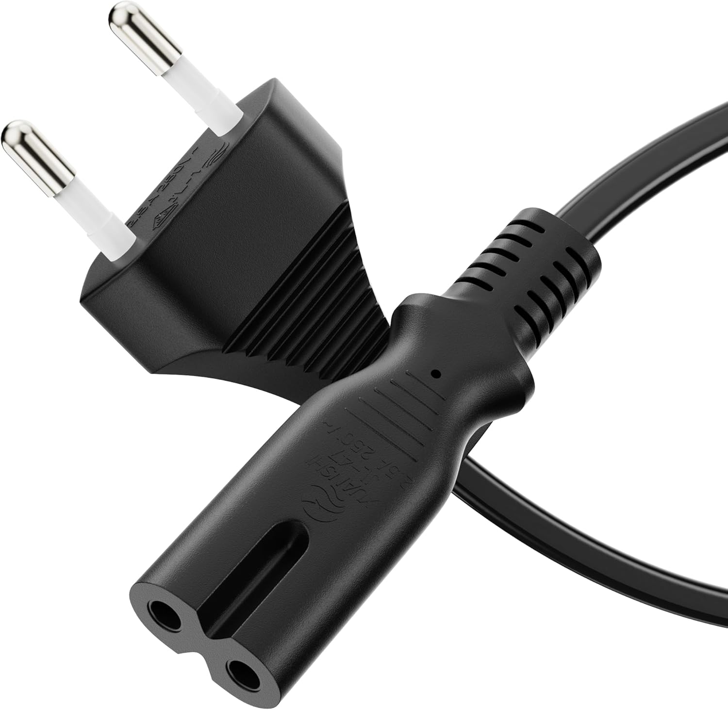 Netzkabel, 2-polig, Typ C Auf Iec C7, 5,0 M, Kupfer, Pvc, Schwarz, Für Fernseher, Konsolen, Haushaltsgeräte