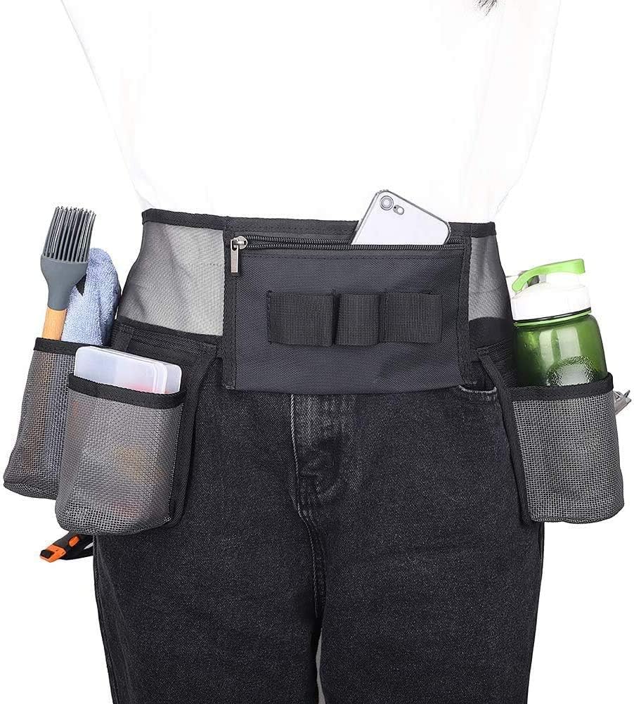 Werkzeuggürtel Aus Wasserdichtem Nylon Mit 4 Taschen, 3 Elastischen Schlaufen Und Verstellbarer Länge, Ideal Für Gartenarbeit Und Heimwerkerprojekte.