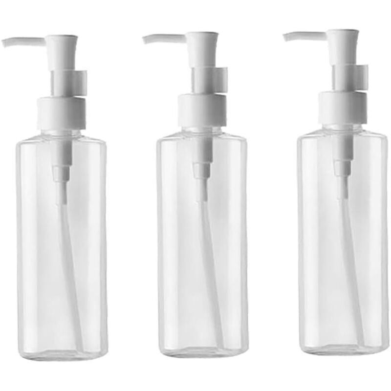 3er-set Pumpflaschen, Transparenter Kunststoff, 200 Ml, Nachfüllbar, Für Shampoo, Reisen