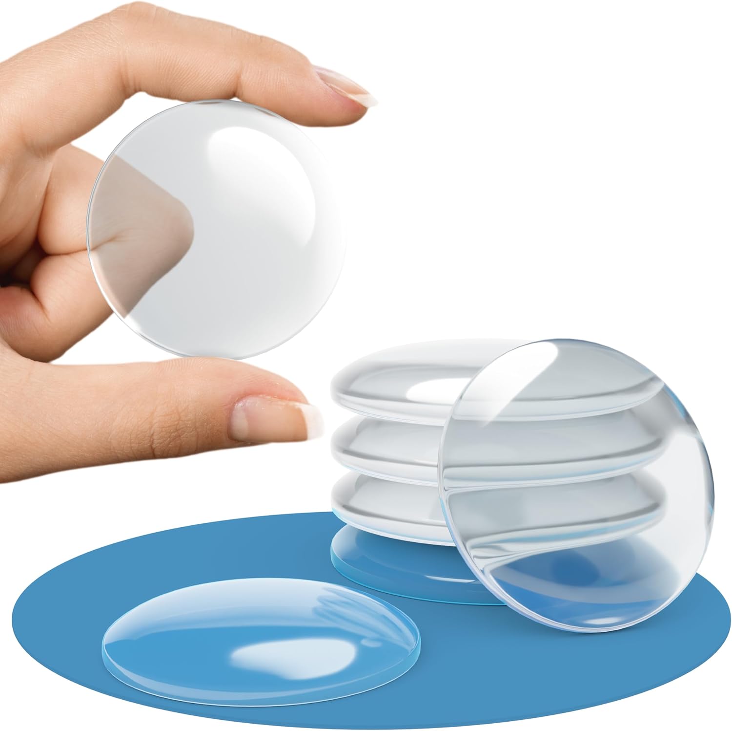 Set Mit 6 Transparenten, Selbstklebenden Türstoppern, 40 Mm, Wandschutz Ohne Bohren, Für Den Innenbereich Und Badezimmer