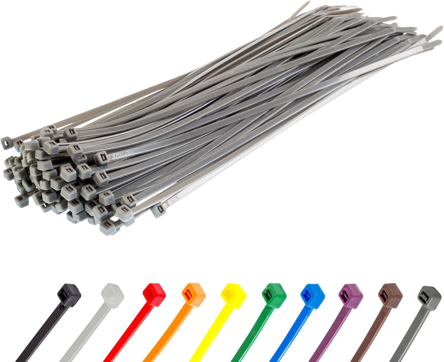 Packung Mit 100 Kabelbindern, Uv-beständiges Nylon, 300 Mm X 4,8 Mm, Silberfarben, Für Die Verkabelung Im Innen- Und Außenbereich